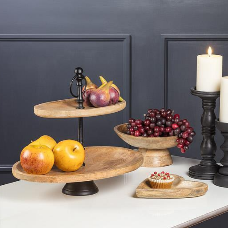 Oval Two Tier Wood Plate