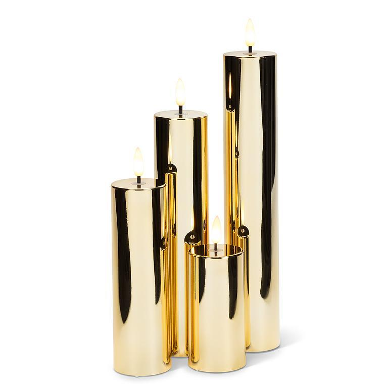 Small Metallic Gold Pillar Candle