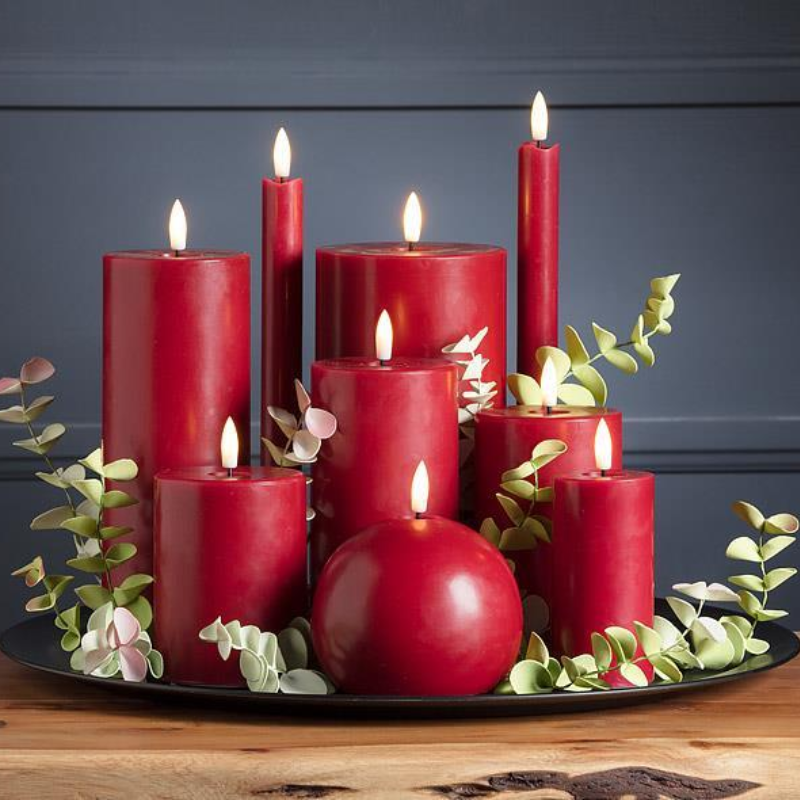 Red Flameless LED 2x4 Pillar Candle