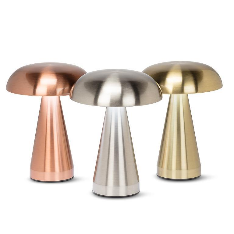 Metallic Mushroom LED Silver Table Light