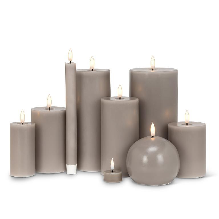 Grey Flameless LED 3x8 Pillar Candle