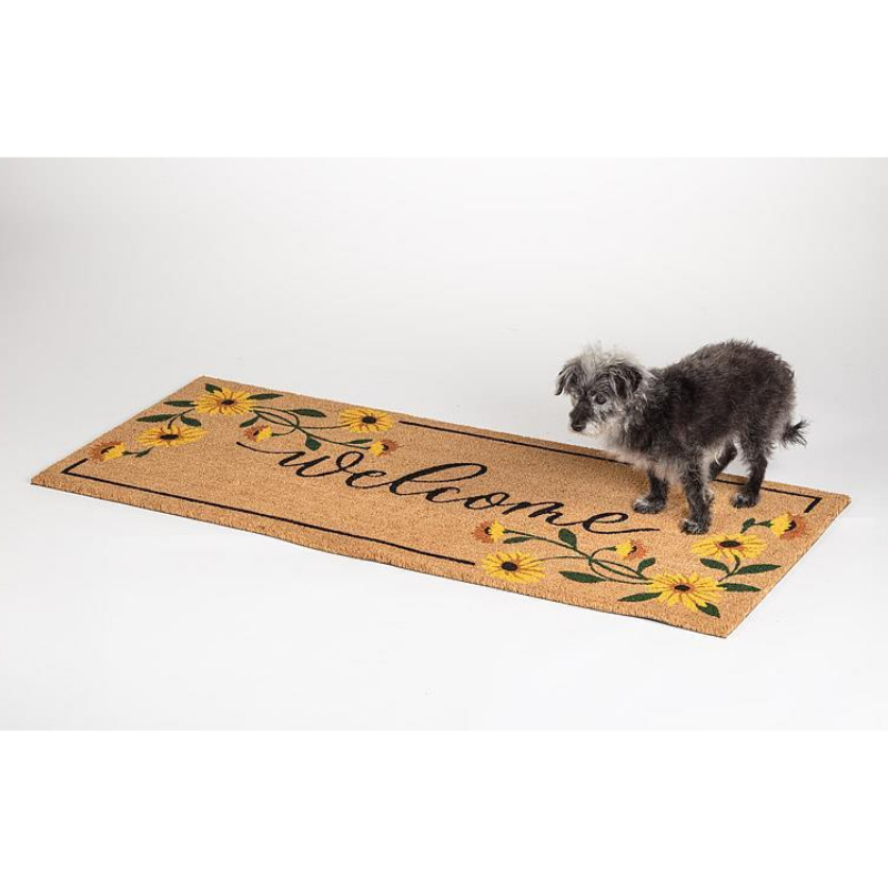 Long Welcome Doormat with Sunflowers