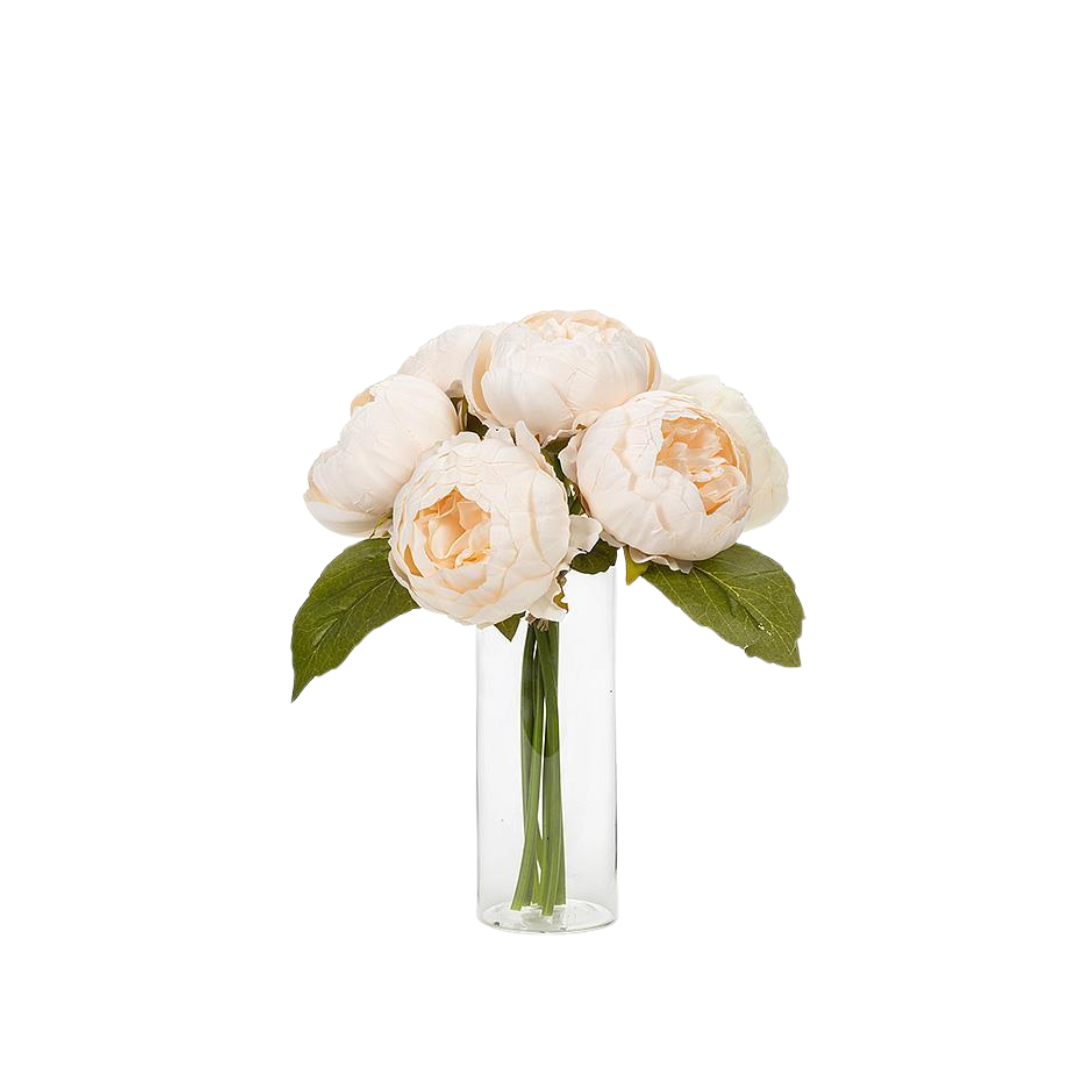 Full Peony Bouquet Ivory 10&quot;