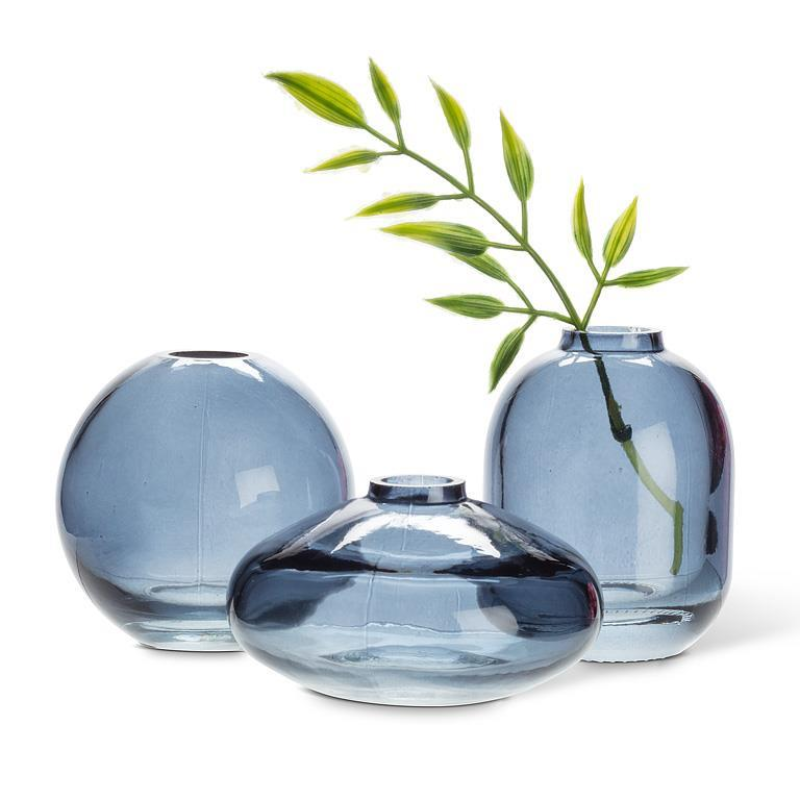 Set of 3 Dark Blue Bud Vases