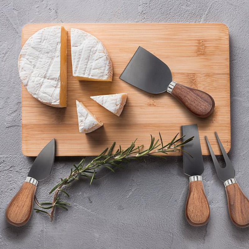 Set of 4 Walnut Handle Black Cheese Knives