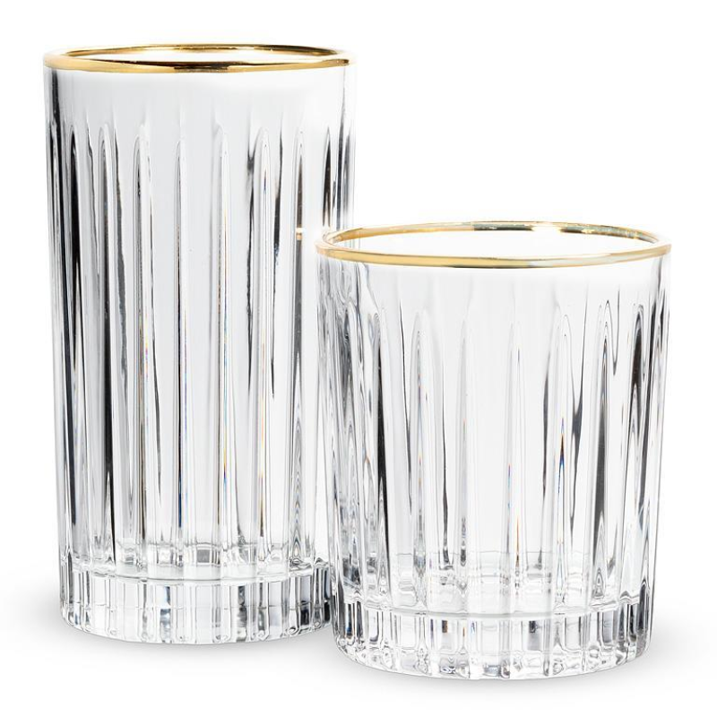 Gold Rim Ribbed Tumbler