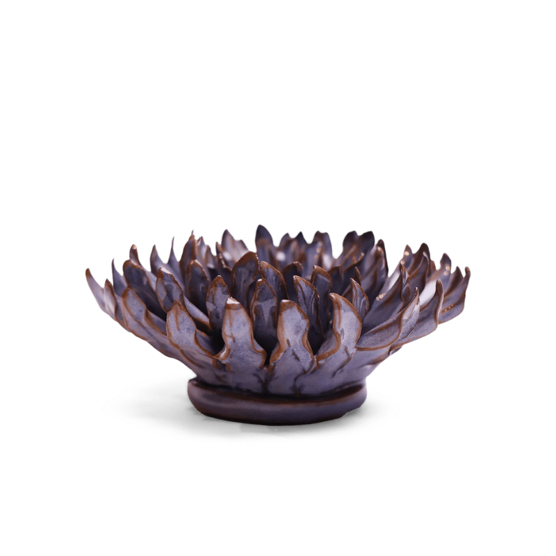 Violet Blue Fleur de Lis Mum Ceramic Flower