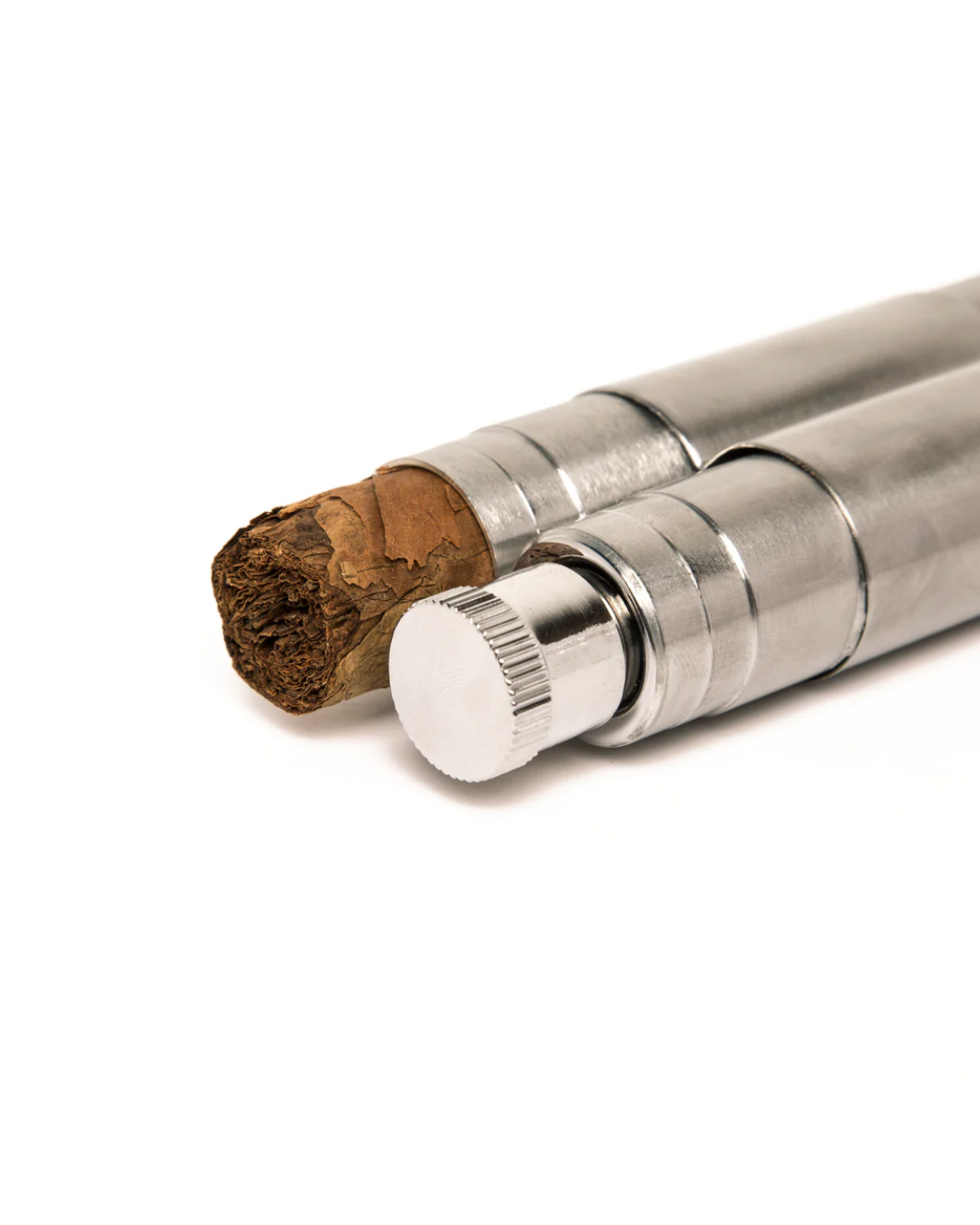 Stainless Steel Flask & Cigar Holder