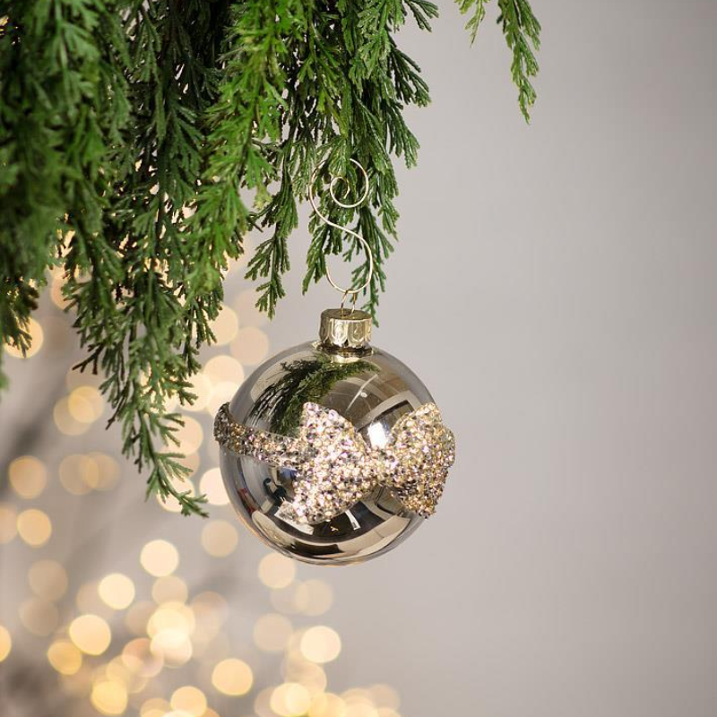 Jewelled Bow Ball Ornament