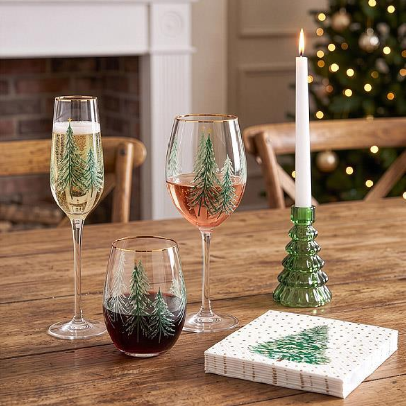 Winter Trees Stemless Wine Glass
