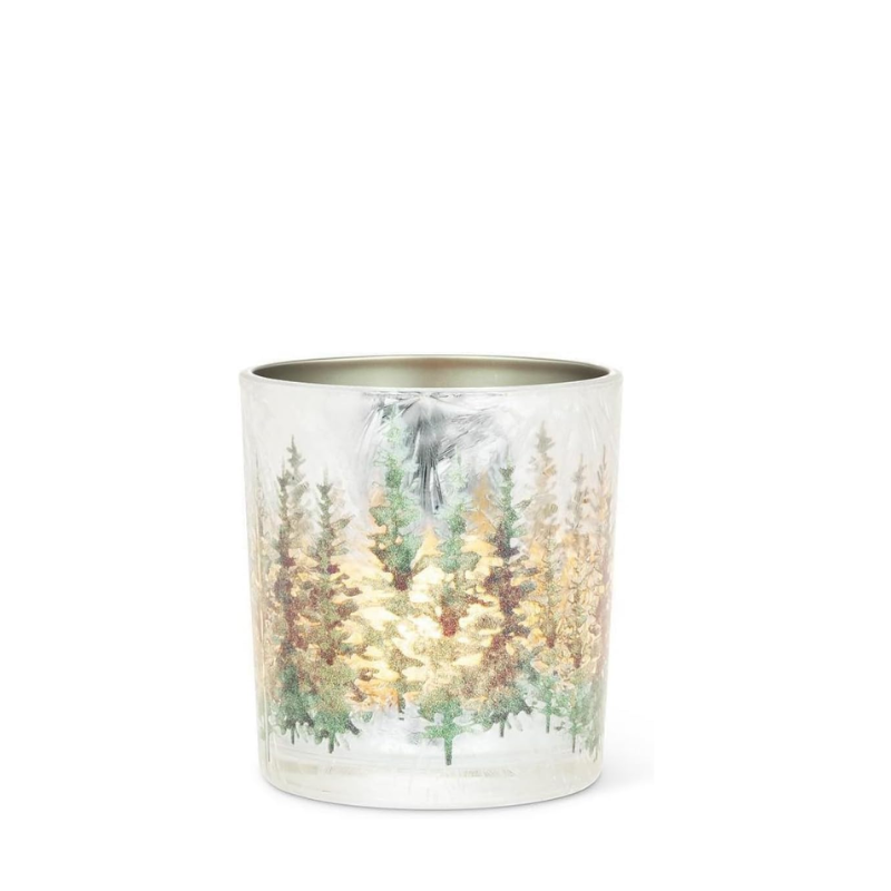 Frosted Winter Forest Votive Holder