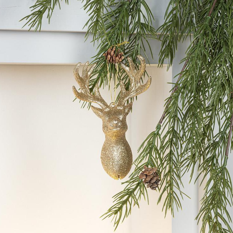 Glitter Reindeer Bust Ornament