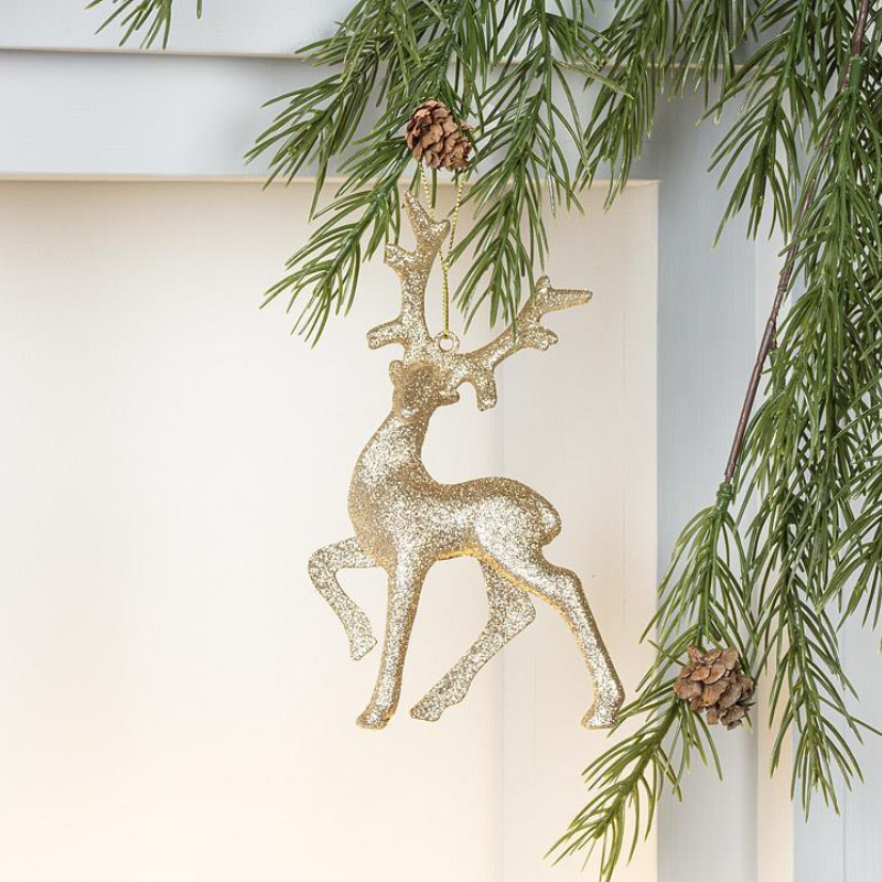 Glitter Standing Reindeer Ornament