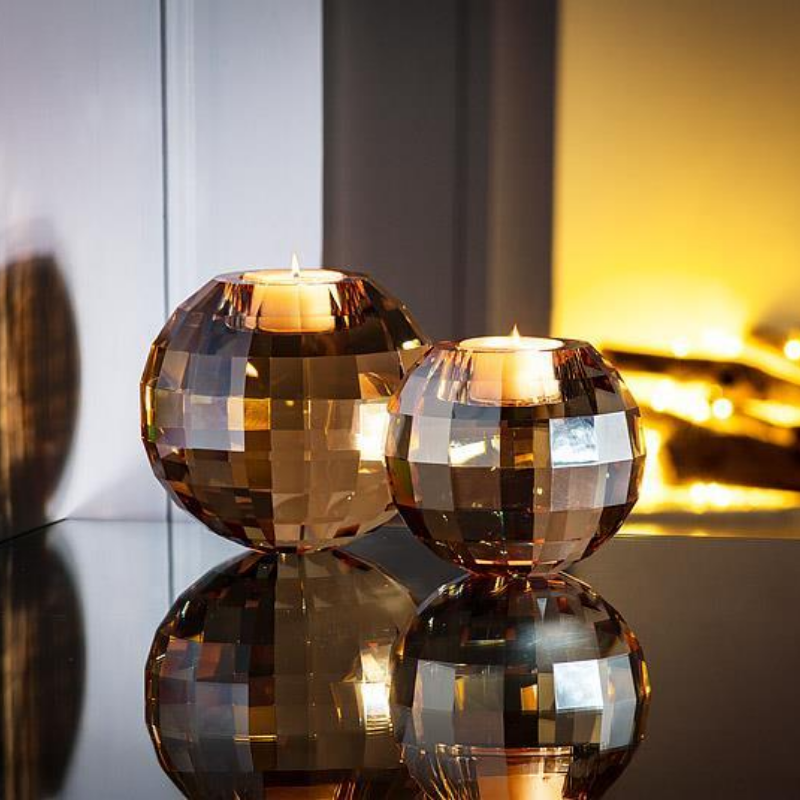 Small Amber Facet Ball Tealight Holder