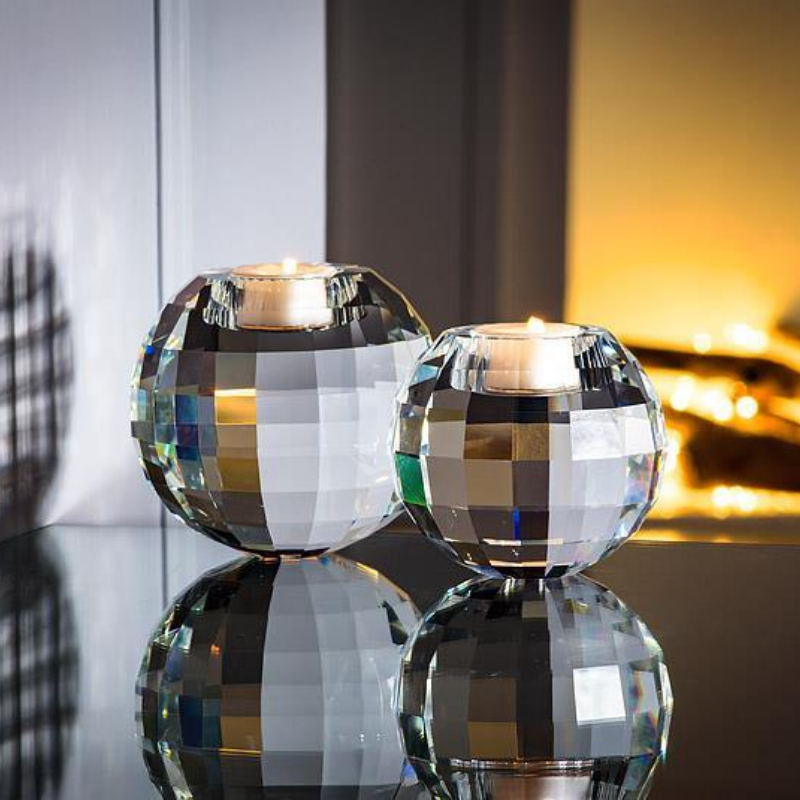 Small Clear Facet Ball Tealight Holder