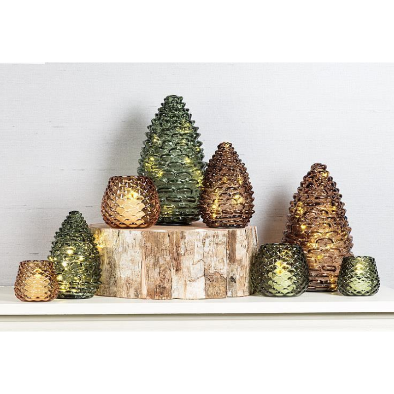 Medium Amber Pinecone Tealight Holder
