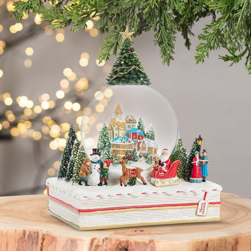 Large Village &amp; Book Snow Globe