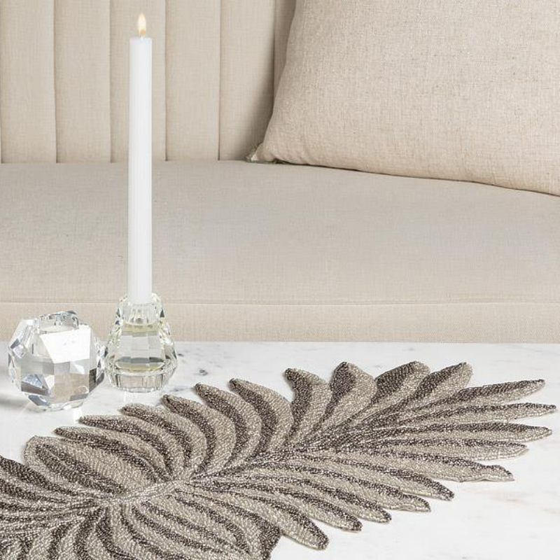 Pewter Palm Leaf Table Runner