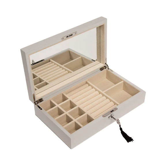 Emma Single Hinged White Jewelry Box