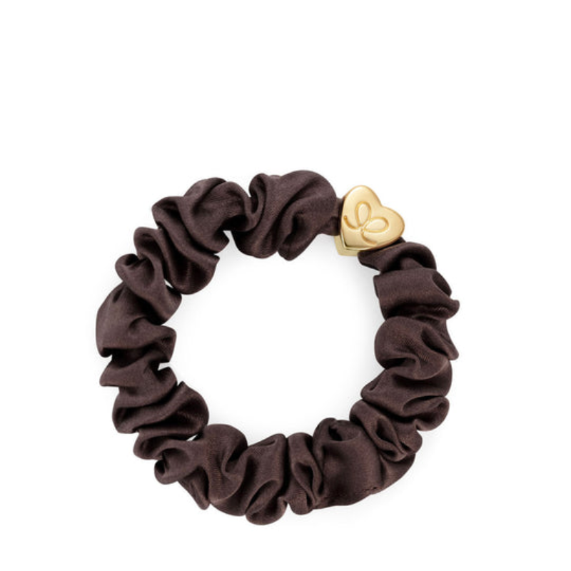 Gold Heart Silk Scrunchie