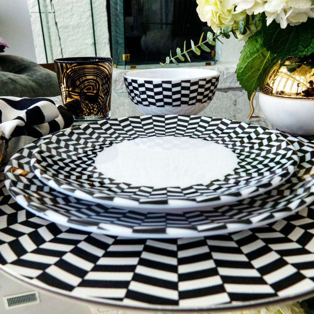 Elizabeth Sutton Chevron Set of 4 Dinner Plates