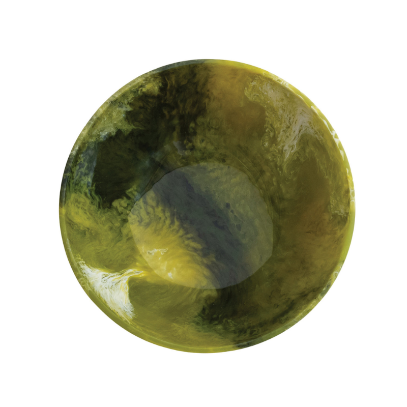 Green Marbled Resin Footed Bowl