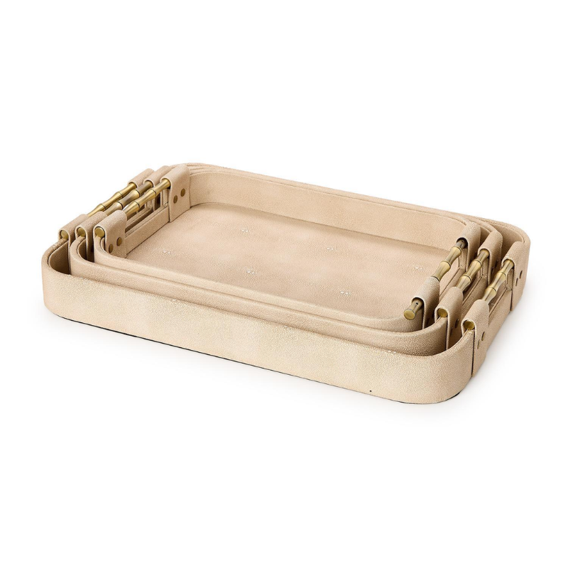 Small Cream Shagreen Tray