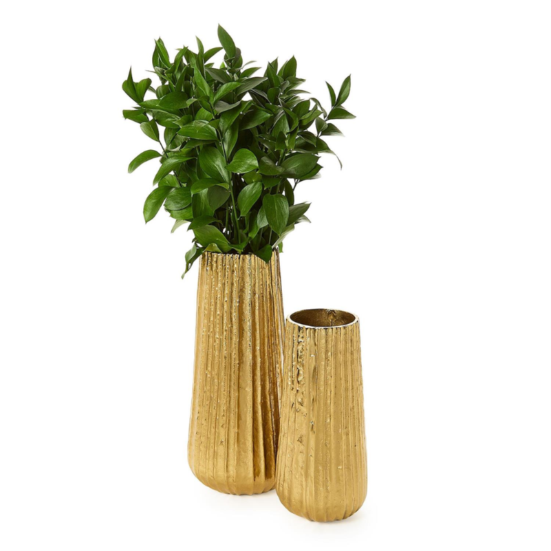 Large Gold Pleated Vase
