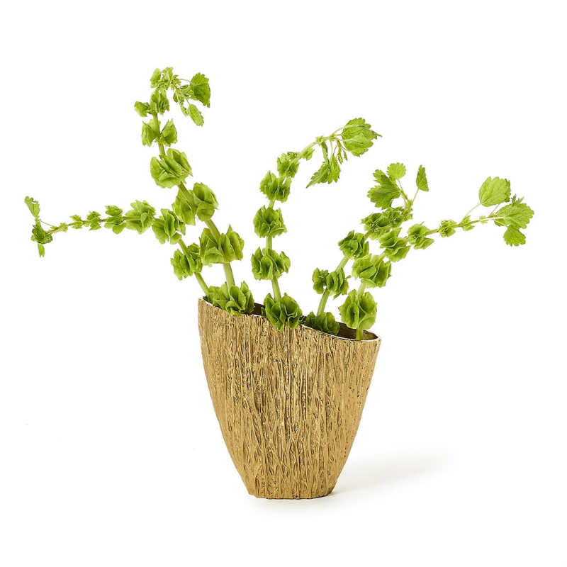 Gold Pleated Slope Vase