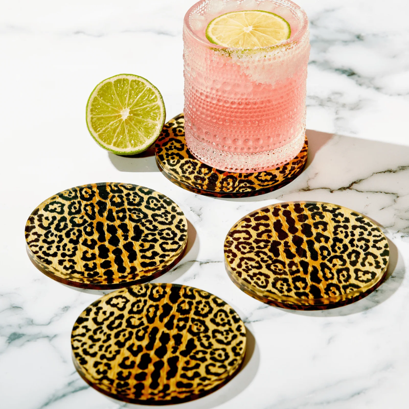 Set of 4 Leopard Coasters