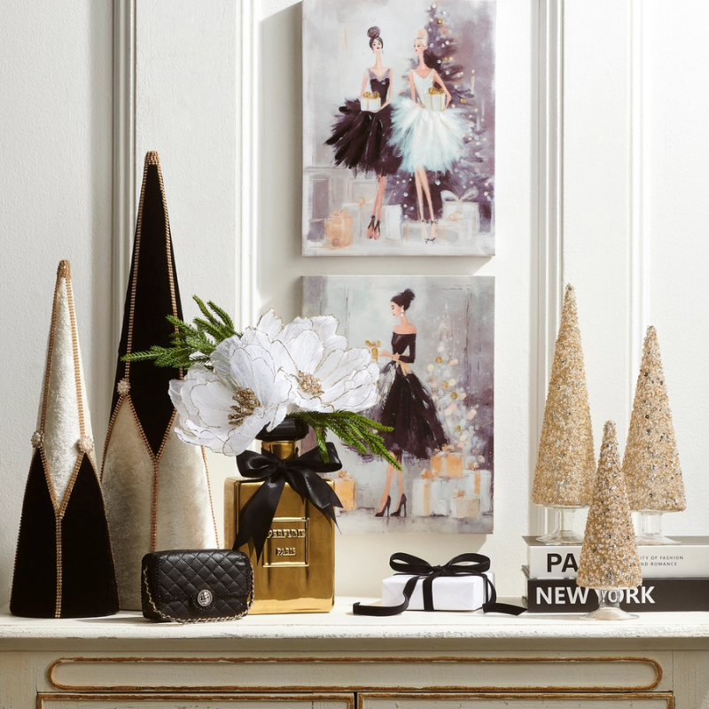Set of 3 Gold Glitter Trees