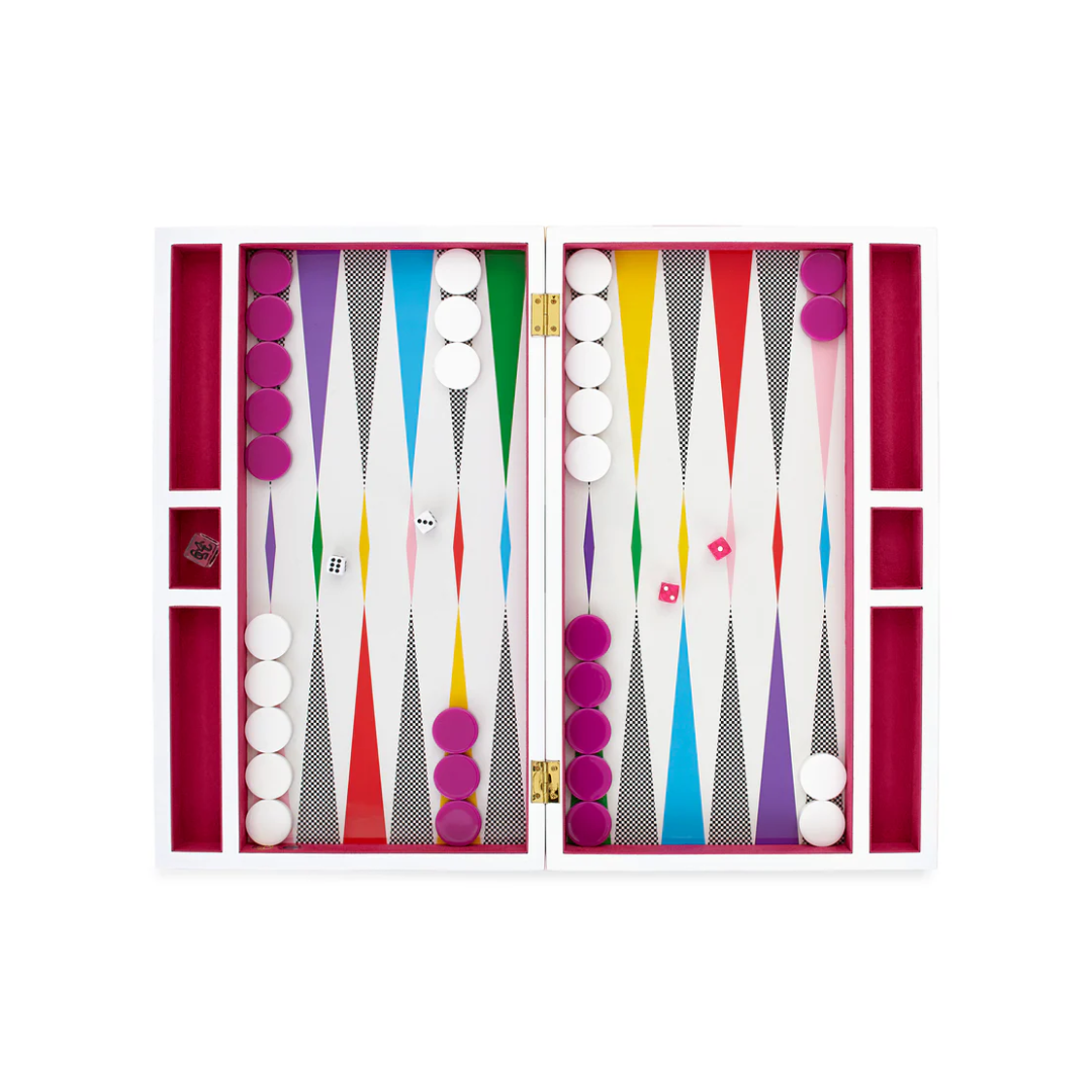 Jonathan Adler Checkerboard Rainbow Backgammon Set