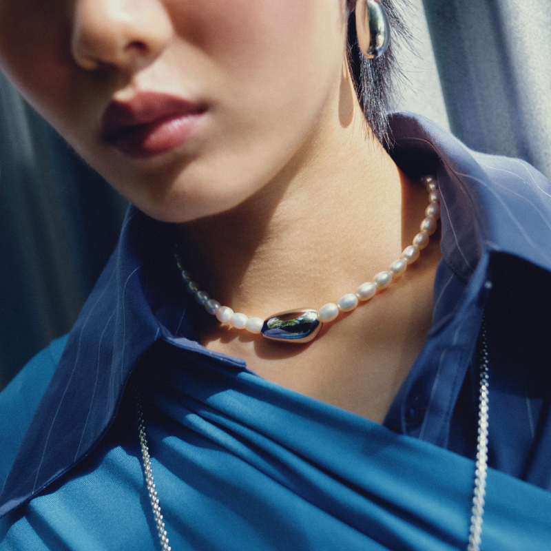 Biko Silver Tasia 18" Pearl Collar