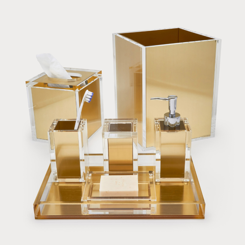 Porte-brosse à dents en Lucite dorée