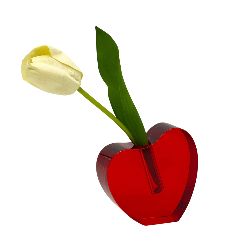 Small Red Crystal Heart Vase