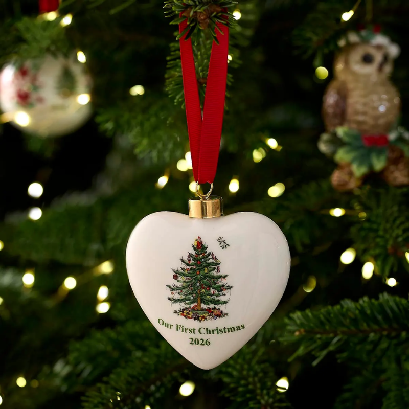 Spode Christmas Tree Puffed Heart 2026 Ornament
