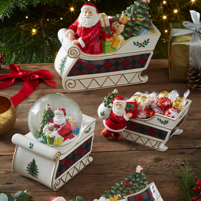 Christmas Tree Santa Sleigh Candy Jar