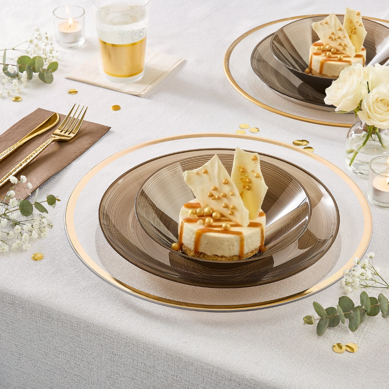Brown Ripple Plastic Appetizer Plates