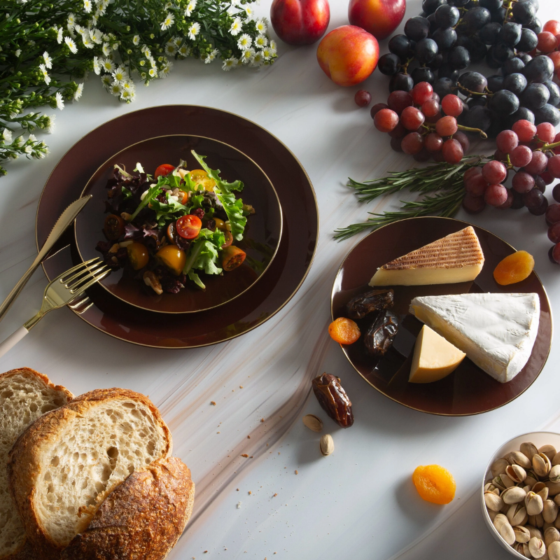 Truffle & Gold Plastic Dinner Plates