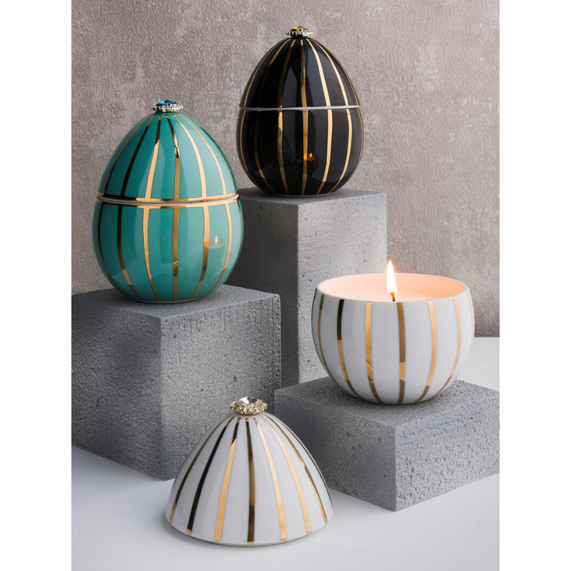 Ladenac Bois de Russie White Striped Egg Candle
