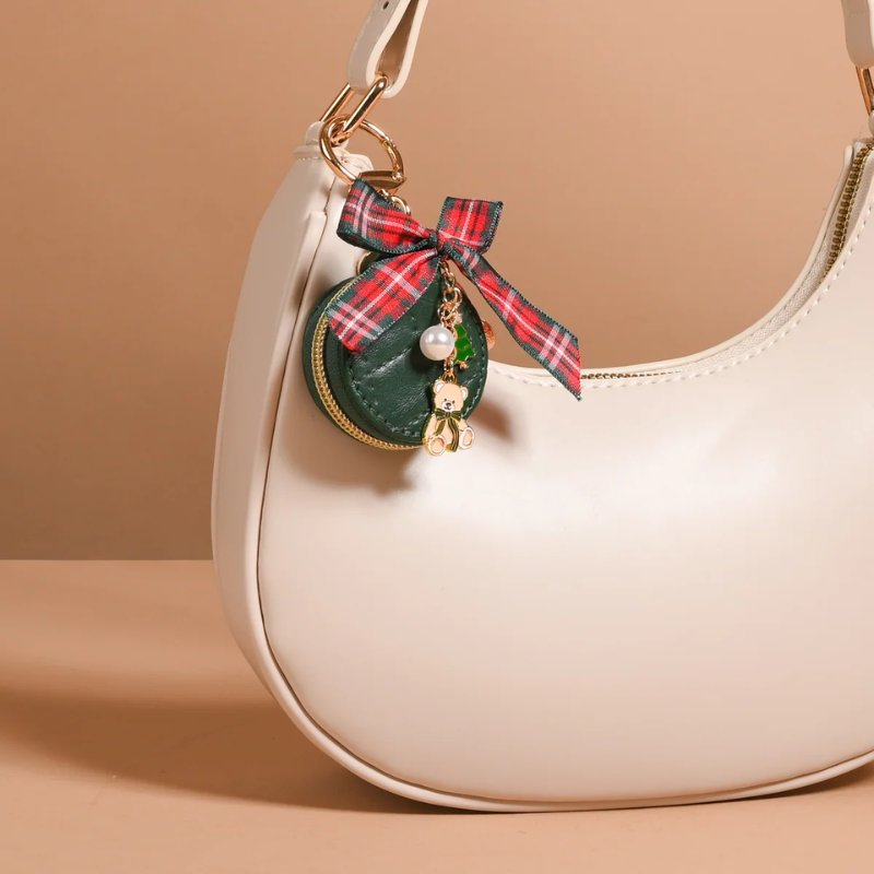 Plaid Travel Jewelry Case Bag Charm