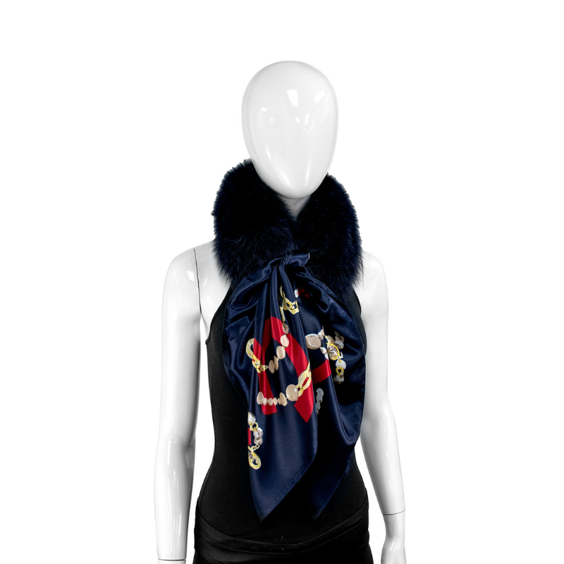 Silk Scarf with Fur Necklace