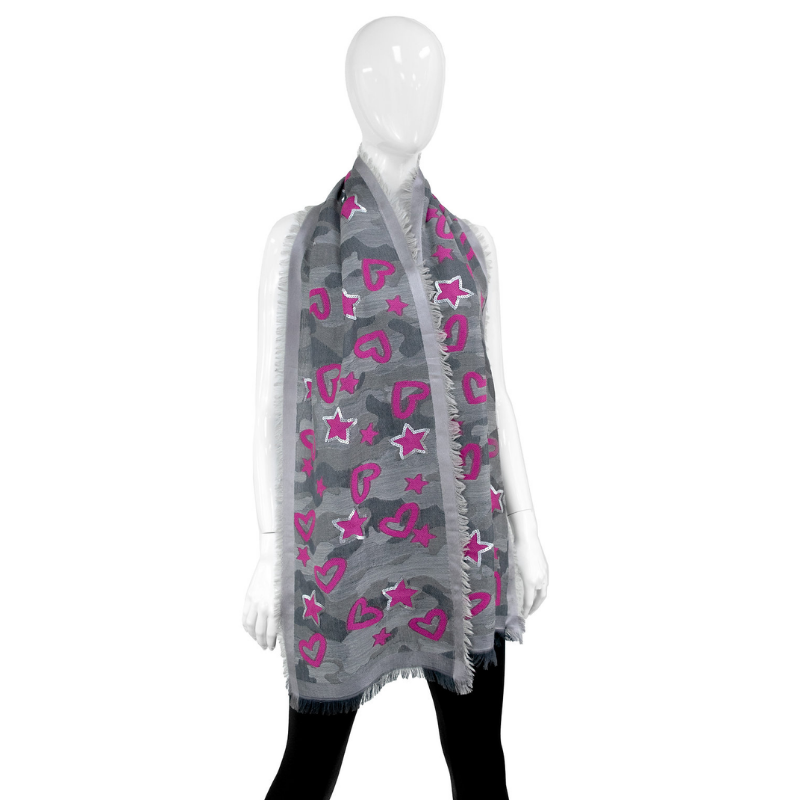 Scarf Heart &amp; Star Sequins