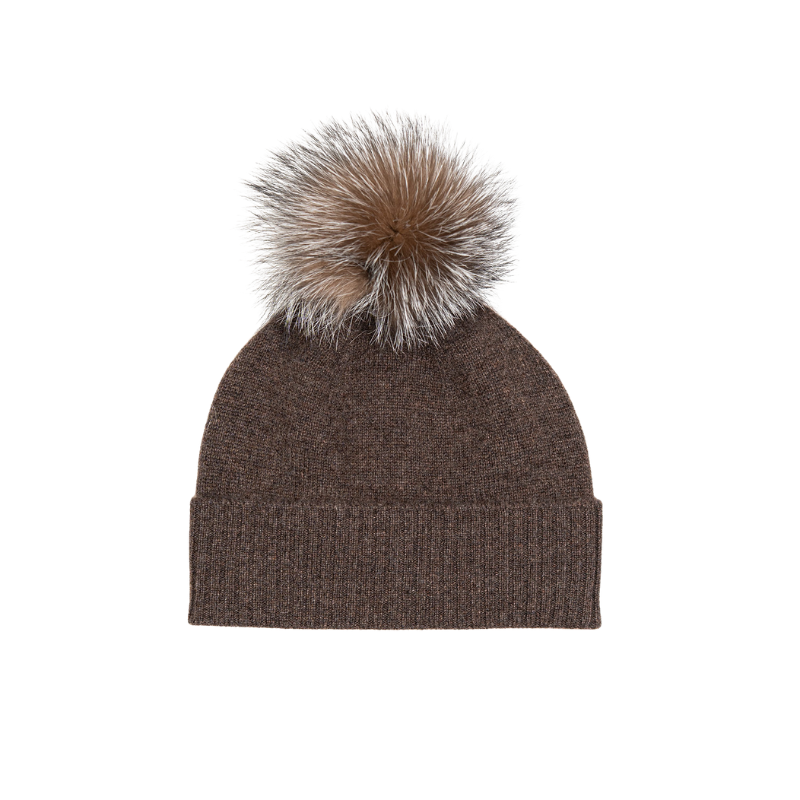 Knited hat with Fur PomPom