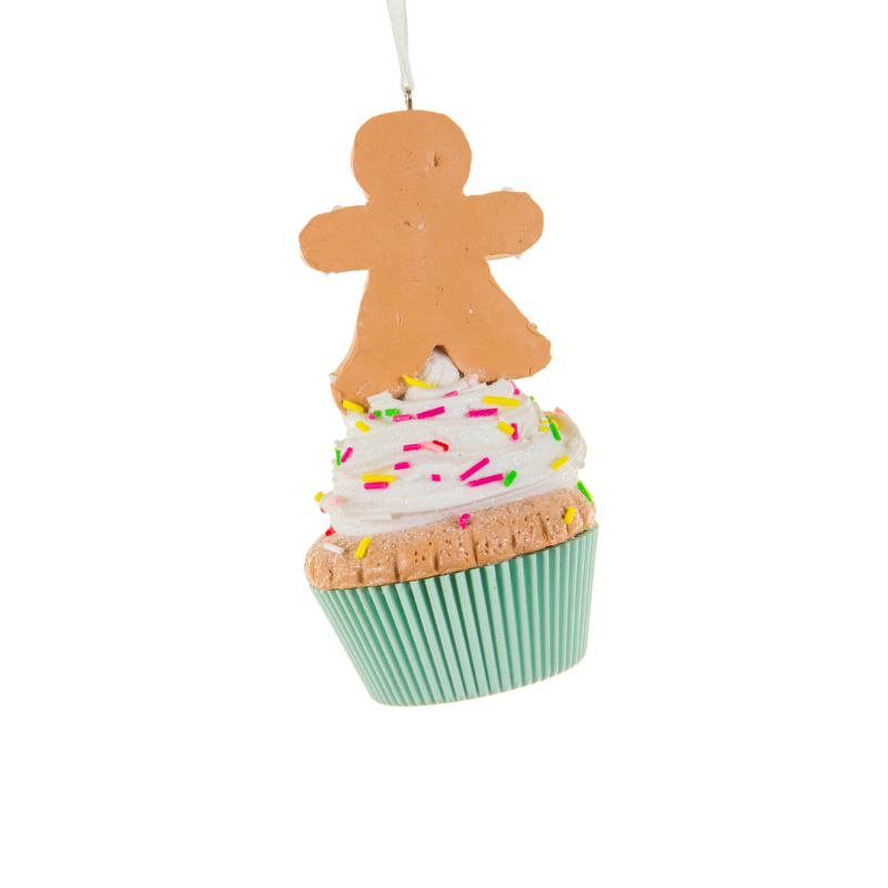 Gingerbread Man On Cupcake Ornament