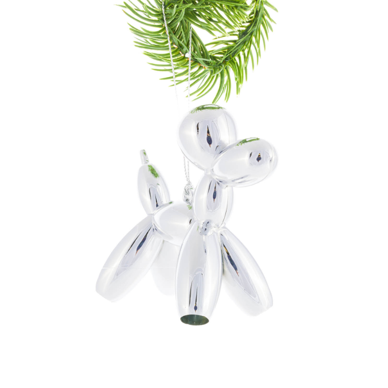 Silver Balloon Dog Ornament