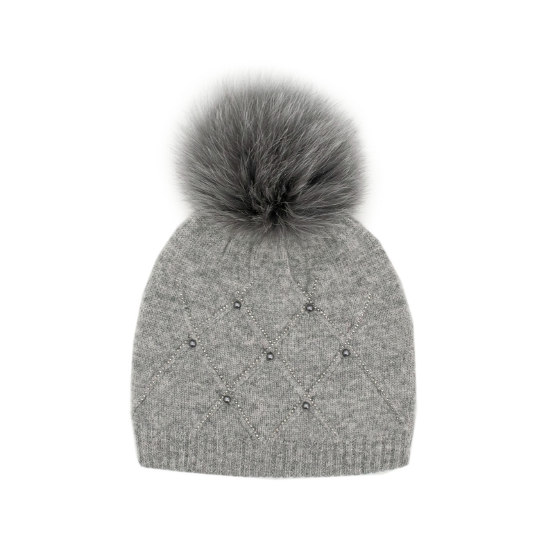 Knitted Crystal Hat w/Fur