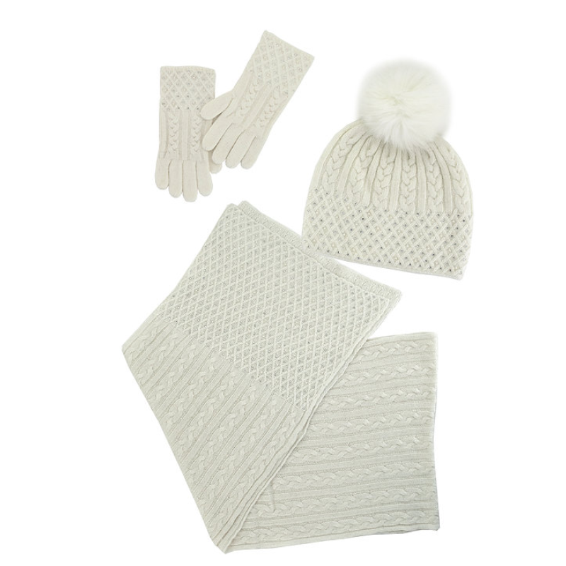 White Cable Knit Sparkle Scarf