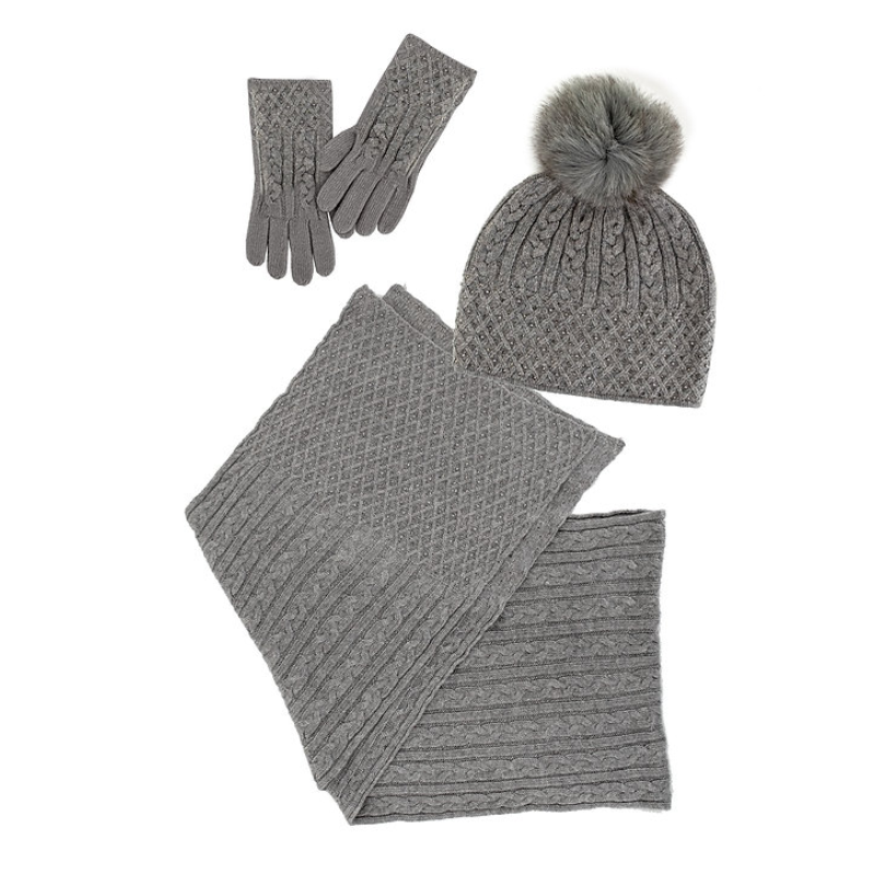 Grey Knit Sparkle Hat