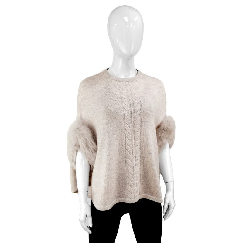 Cashmere Poncho with Fur